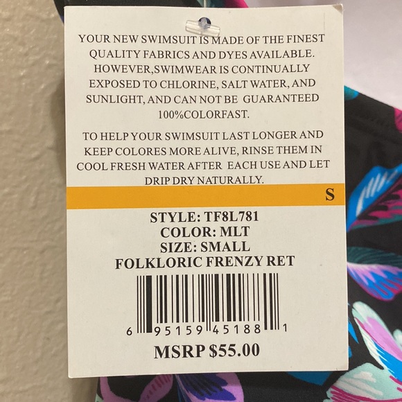 Colorful Floral Tankini *NWT* size S by 24th & Ocean - Picture 7 of 7